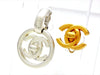 Vintage Chanel earrings turnlock CC logo round dangle silver