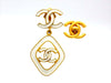 Vintage Chanel earrings CC logo dangle white