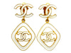 Vintage Chanel earrings CC logo dangle white