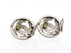 Vintage Chanel earrings CC logo round silver color