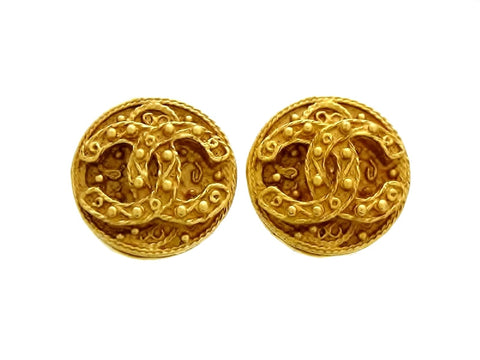 Vintage Chanel earrings baroque CC logo round