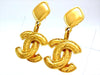 Vintage Chanel earrings Ashlee Simpson quilted CC logo dangle