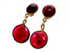 Vintage Chanel earrings gripoix glass dangle red