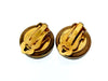 Vintage Chanel earrings CC logo clover round plastic