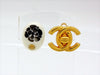 Vintage Chanel earrings camellia CC logo round plastic