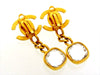 Vintage Chanel earrings turnlock CC logo rhinestone dangle