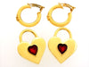 Vintage Chanel heart earrings red stone heart dangle