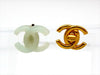 Vintage Chanel earrings CC logo green plastic
