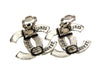 Vintage Chanel earrings CC logo double C silver color