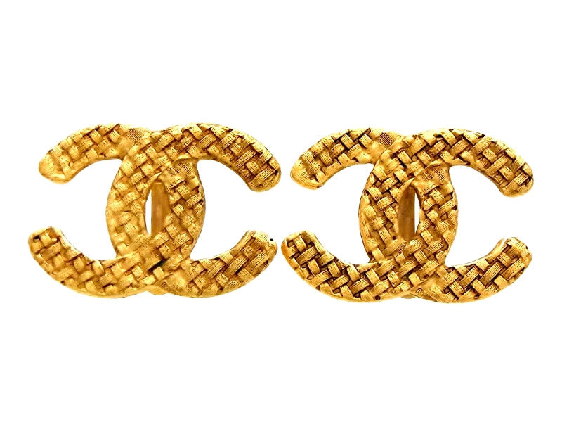 stud chanel earrings cc gold
