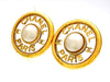 Vintage Chanel earrings CC logo pearl large round