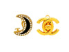 Vintage Chanel earrings black new crescent CC logo