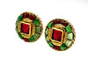 Vintage Chanel earrings gripoix glass red green round