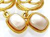 Vintage Chanel earrings pearl CC logo round dangle