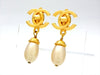 Vintage Chanel earrings turnlock CC logo pearl dangle