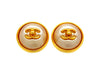 Vintage Chanel earrings turnlock CC logo pearl round
