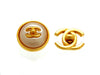 Vintage Chanel earrings turnlock CC logo pearl round
