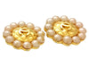 Vintage Chanel earrings CC logo quilted round pearls