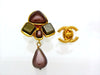 Vintage Chanel earrings dark color pearl drop dangle