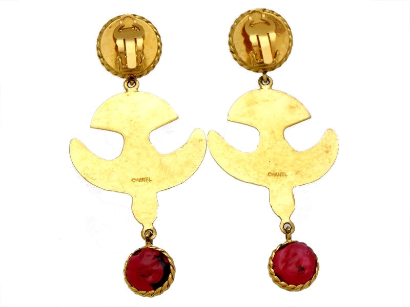 CHANEL Vintage Red Pearl Earrings - Bellisa
