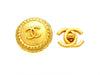 Vintage Chanel earrings CC logo round gold tone