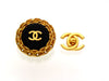 Vintage Chanel earrings CC logo black round large