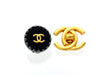 Vintage Chanel earrings CC logo black round