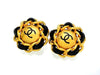 Vintage Chanel earrings CC logo leather chain round