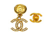Vintage Chanel earrings rhinestone CC logo dangle