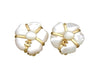 Vintage Chanel earrings CC logo white stones flower