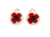 Vintage Chanel earrings CC logo red clover plastic