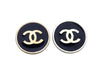 Vintage Chanel earrings CC logo black & silver color
