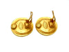 Vintage Chanel earrings CC logo black stone round