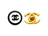 Vintage Chanel earrings CC logo mirror black round