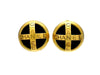 Vintage Chanel earrings logo cross round black