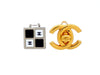 Vintage Chanel earrings CC logo square silver color