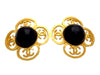 Vintage Chanel earrings CC logo clover black stone