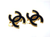 Vintage Chanel earrings black CC logo double C