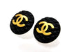 Vintage Chanel earrings Ashlee Simpson quilted black CC logo