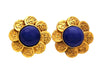 Vintage Chanel earrings CC logo round navy blue stone