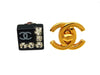 Vintage Chanel earrings CC logo rhinestone square
