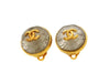 Vintage Chanel earrings CC logo white stone round