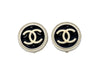 Vintage Chanel earrings CC logo black white round