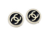 Vintage Chanel earrings CC logo black white round