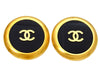 Vintage Chanel earrings CC logo big round black