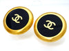 Vintage Chanel earrings CC logo big round black
