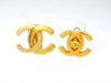 Vintage Chanel earrings CC logo white & gold