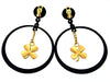 Vintage Chanel earrings CC logo black hoop clover dangle