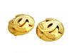 Vintage Chanel earrings CC logo round gold tone