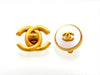 Vintage Chanel earrings CC logo white round